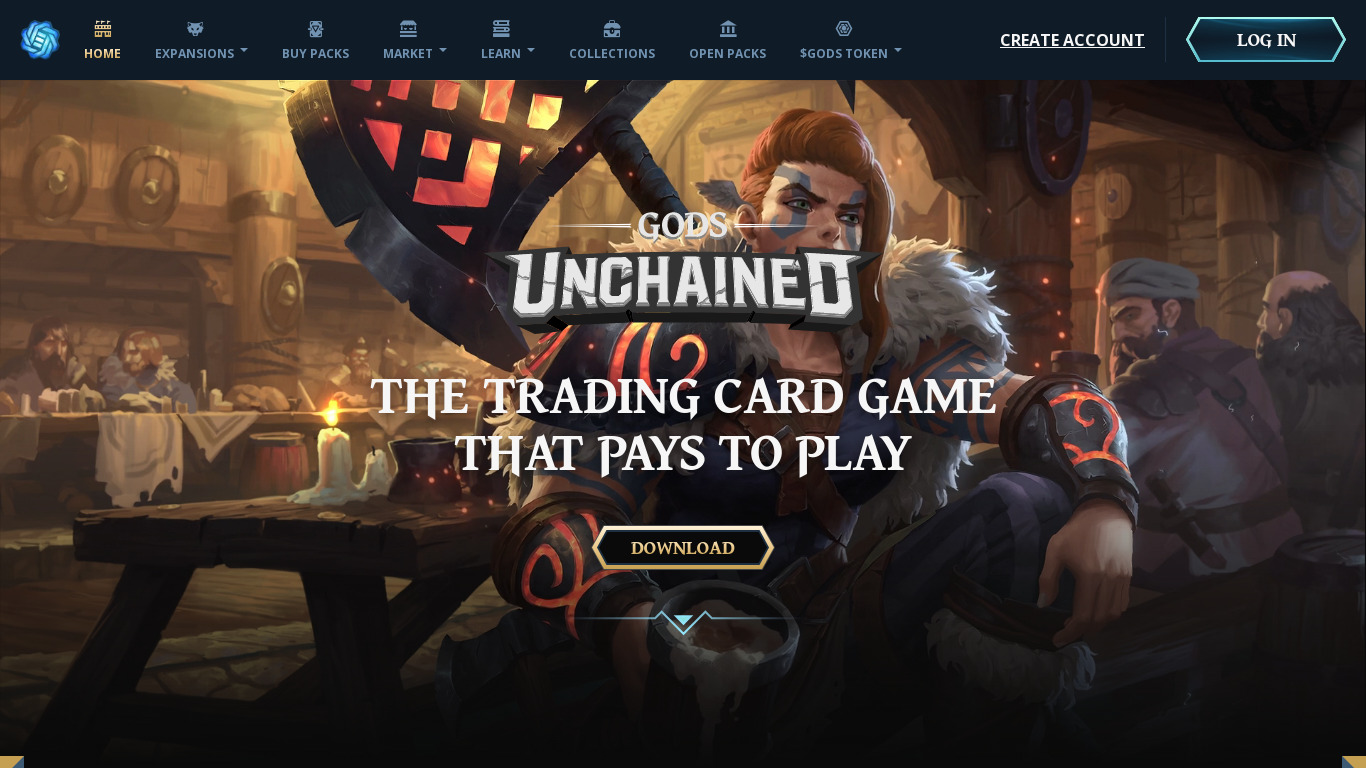 Gods Unchained Landing page