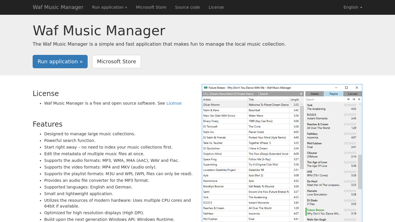 Waf Music Manager Landing page