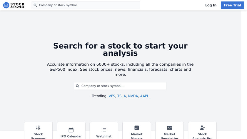 StockAnalysis Landing Page