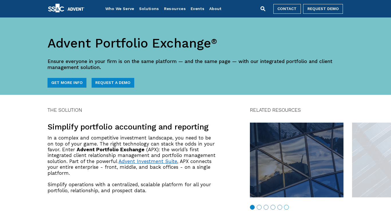Advent Portfolio Exchange (APX) Landing page