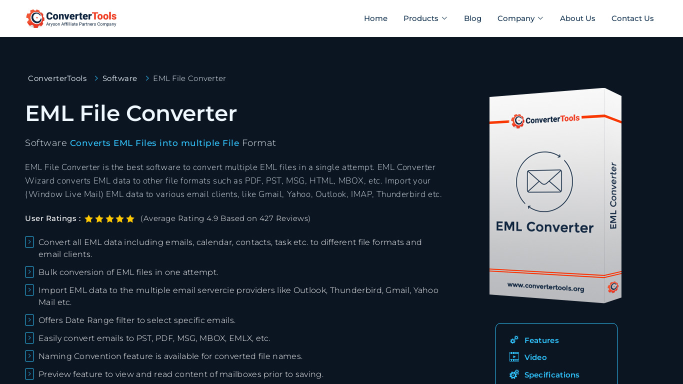EML Converter Landing page