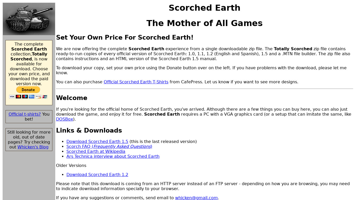Scorched Earth Landing page