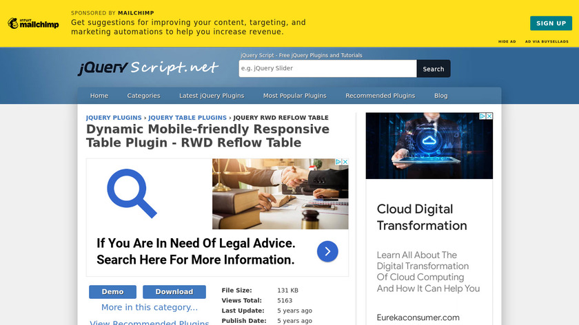 RWD Reflow Table Landing Page