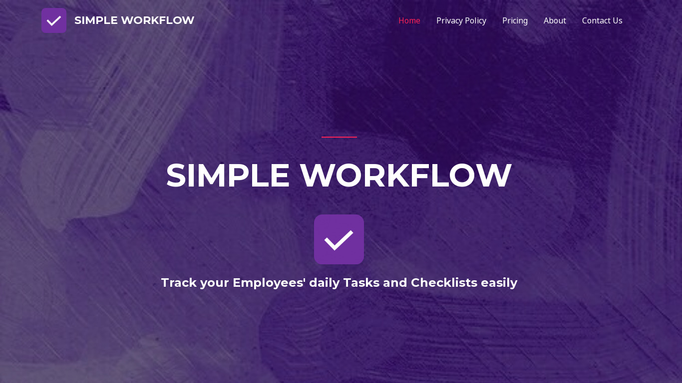 Simple Workflow Landing page