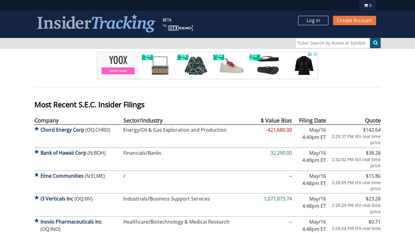 Insider Tracking Landing Page