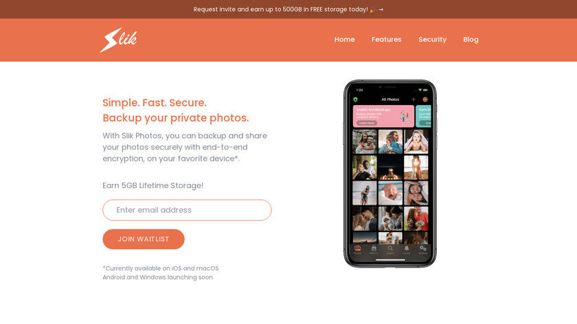 Slik Photos Landing Page