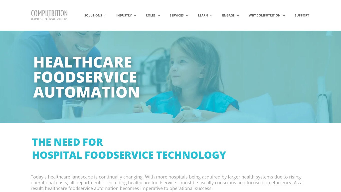 Computrition Healthcare FoodService Landing page