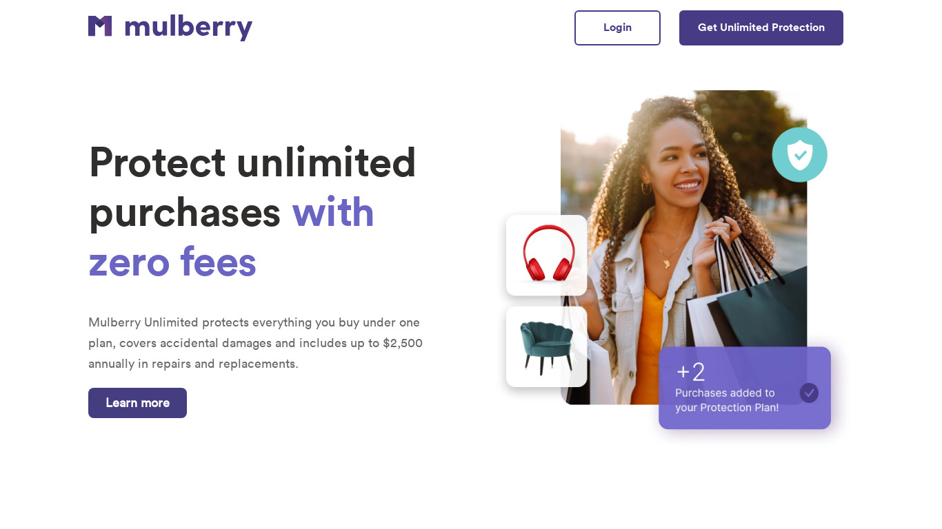 Mulberry Browser Extension Landing page