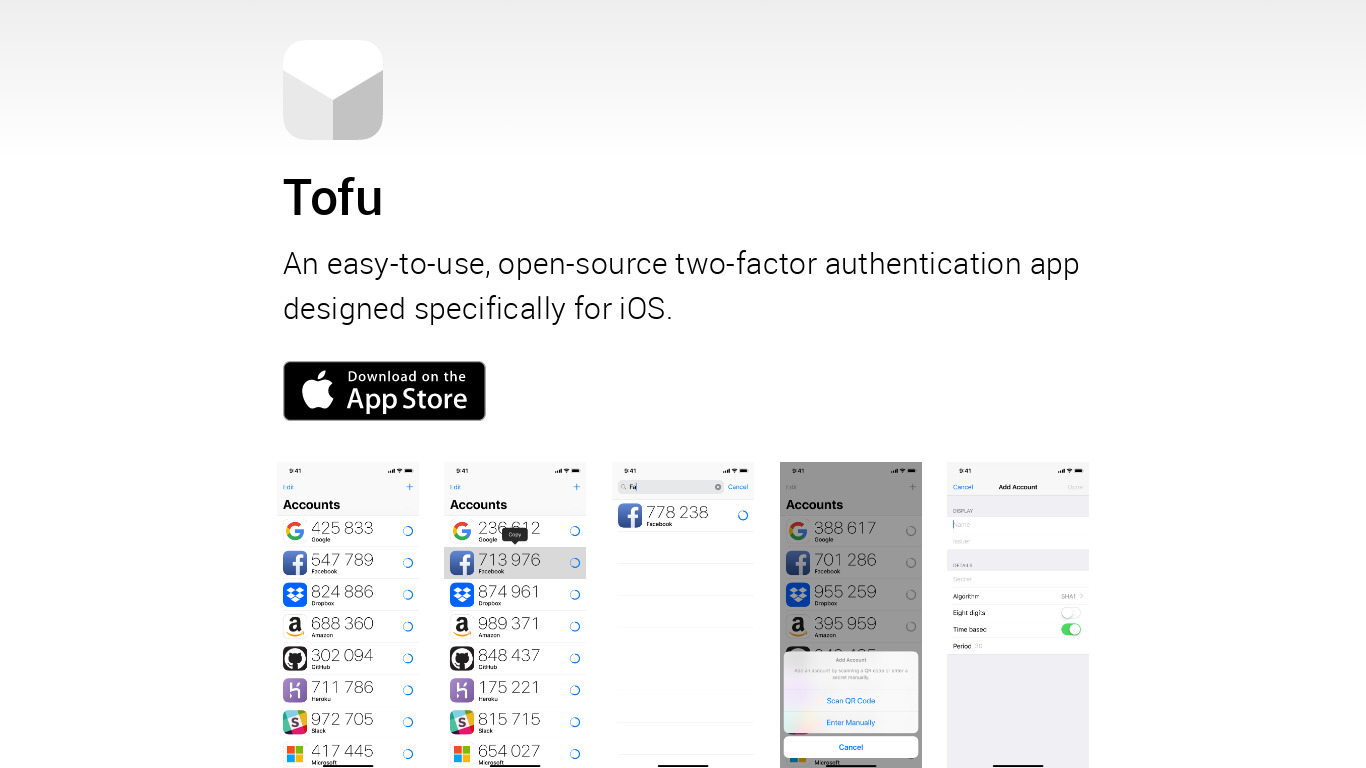 Tofu Authenticator Landing page