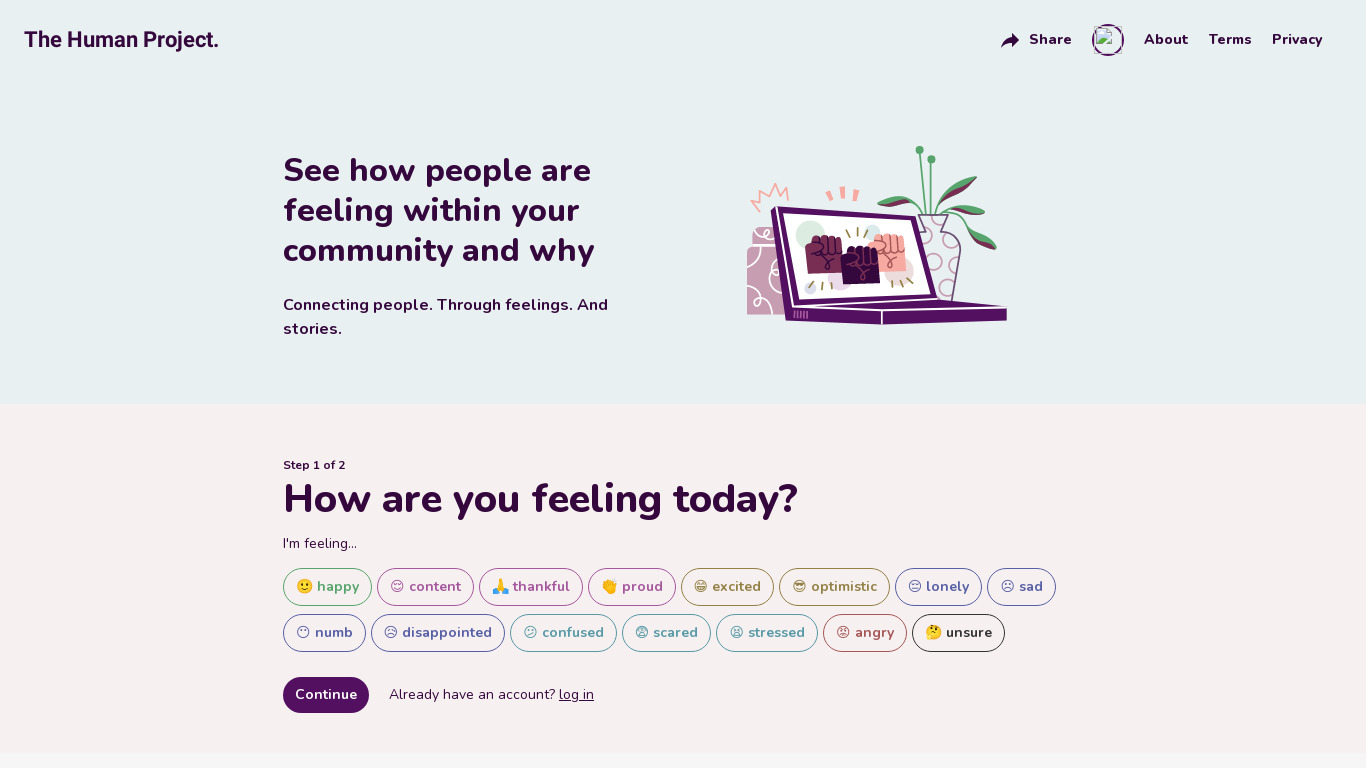 The Human Project Landing page