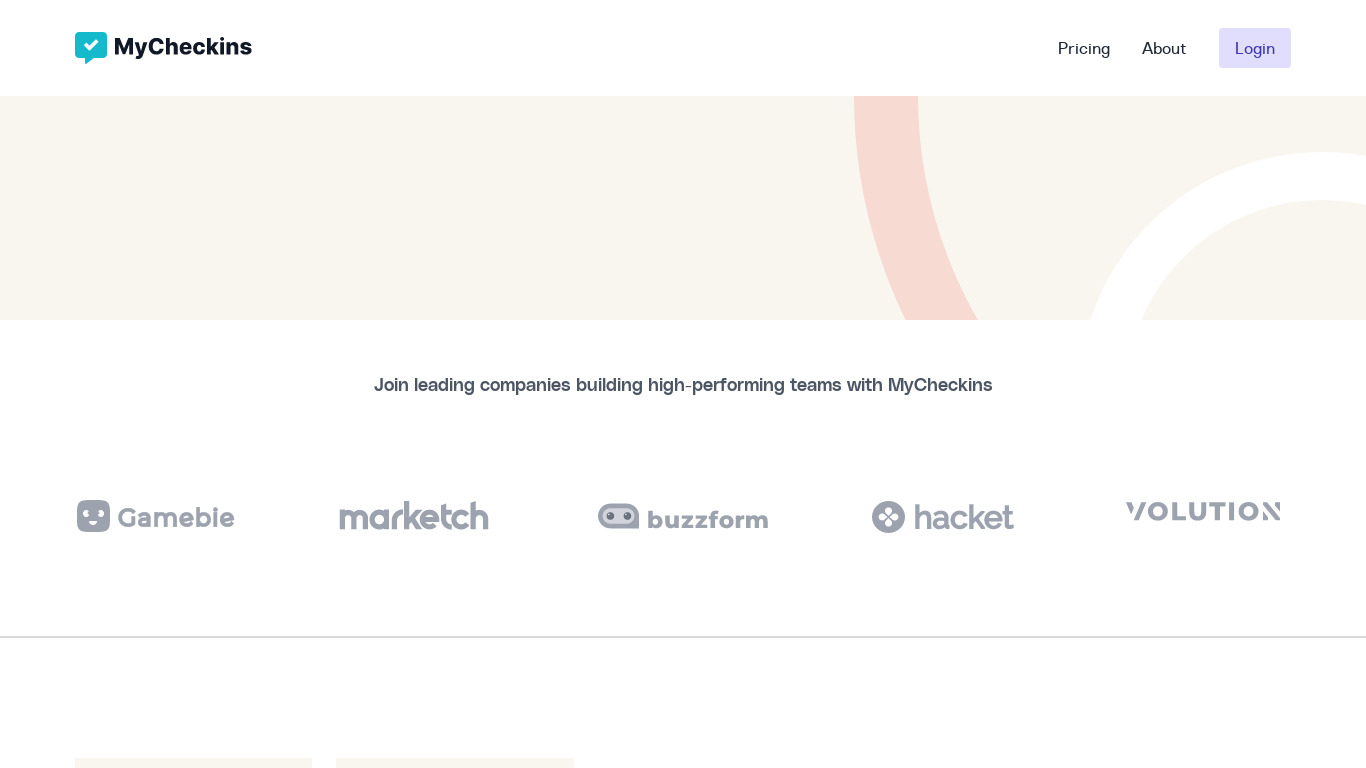MyCheckins Landing page