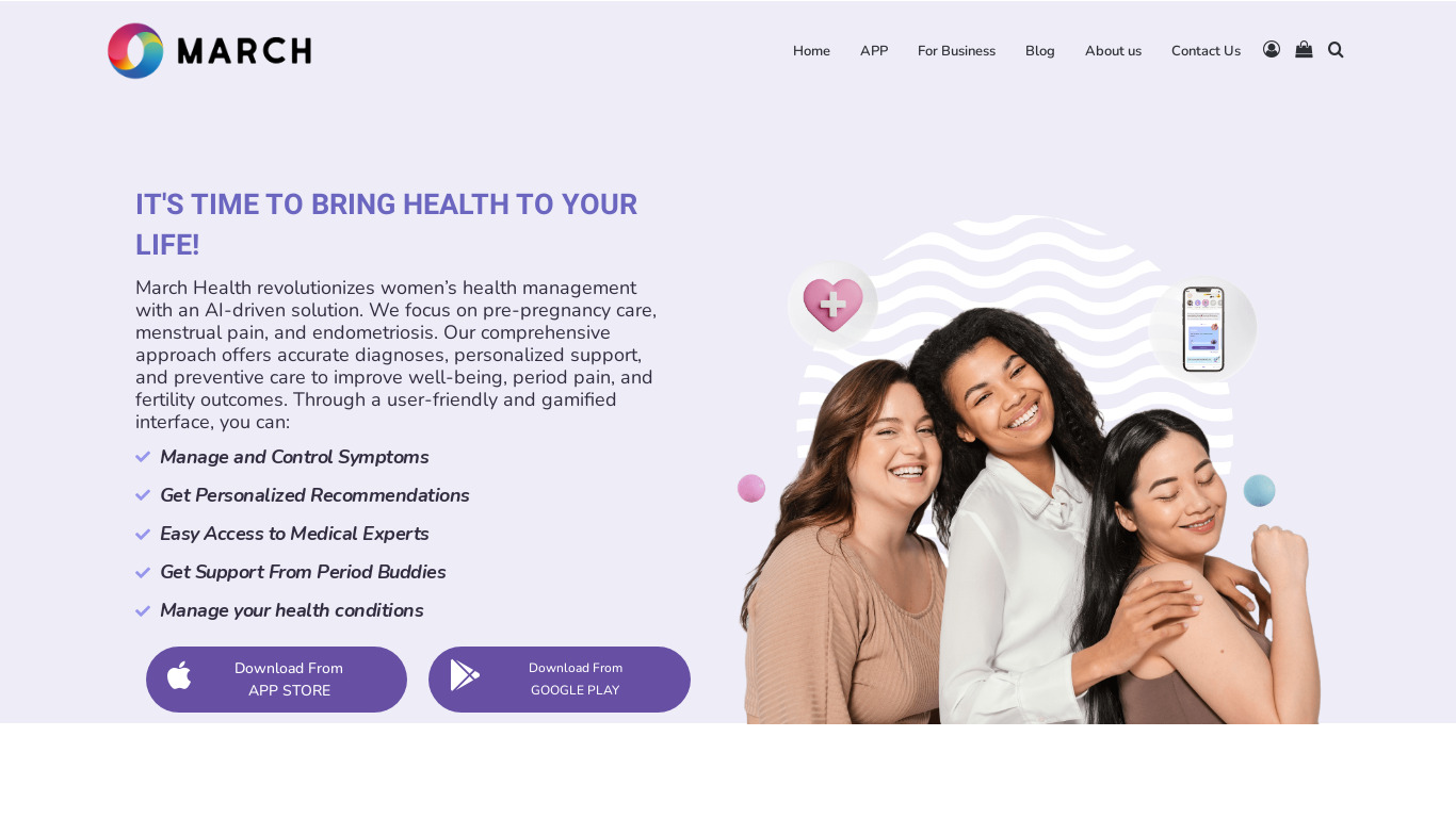 March Health Landing page