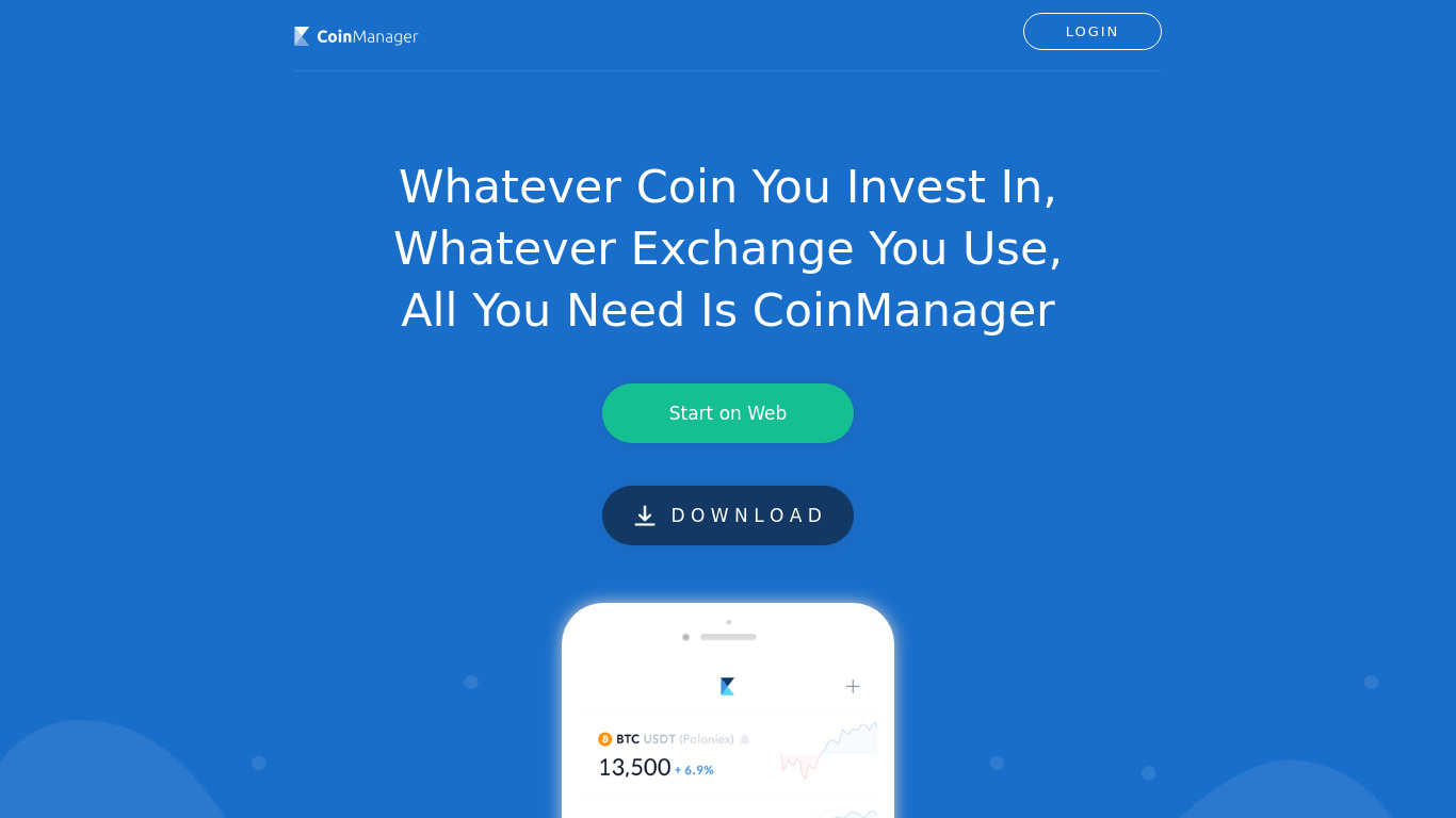 CoinManager Landing page