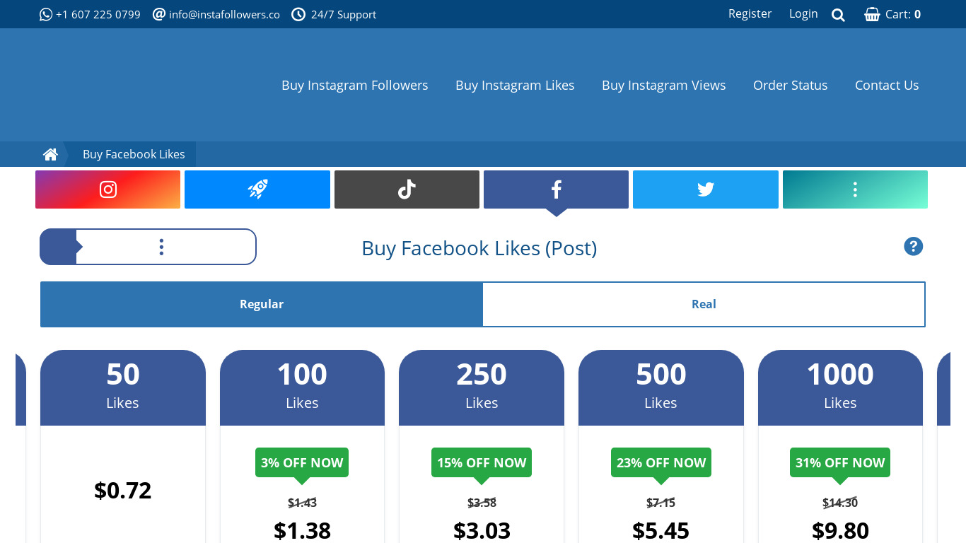 InstaFollowers Free Facebook Likes Landing page