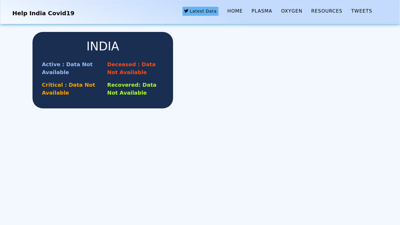 Help India Covid19 Landing page