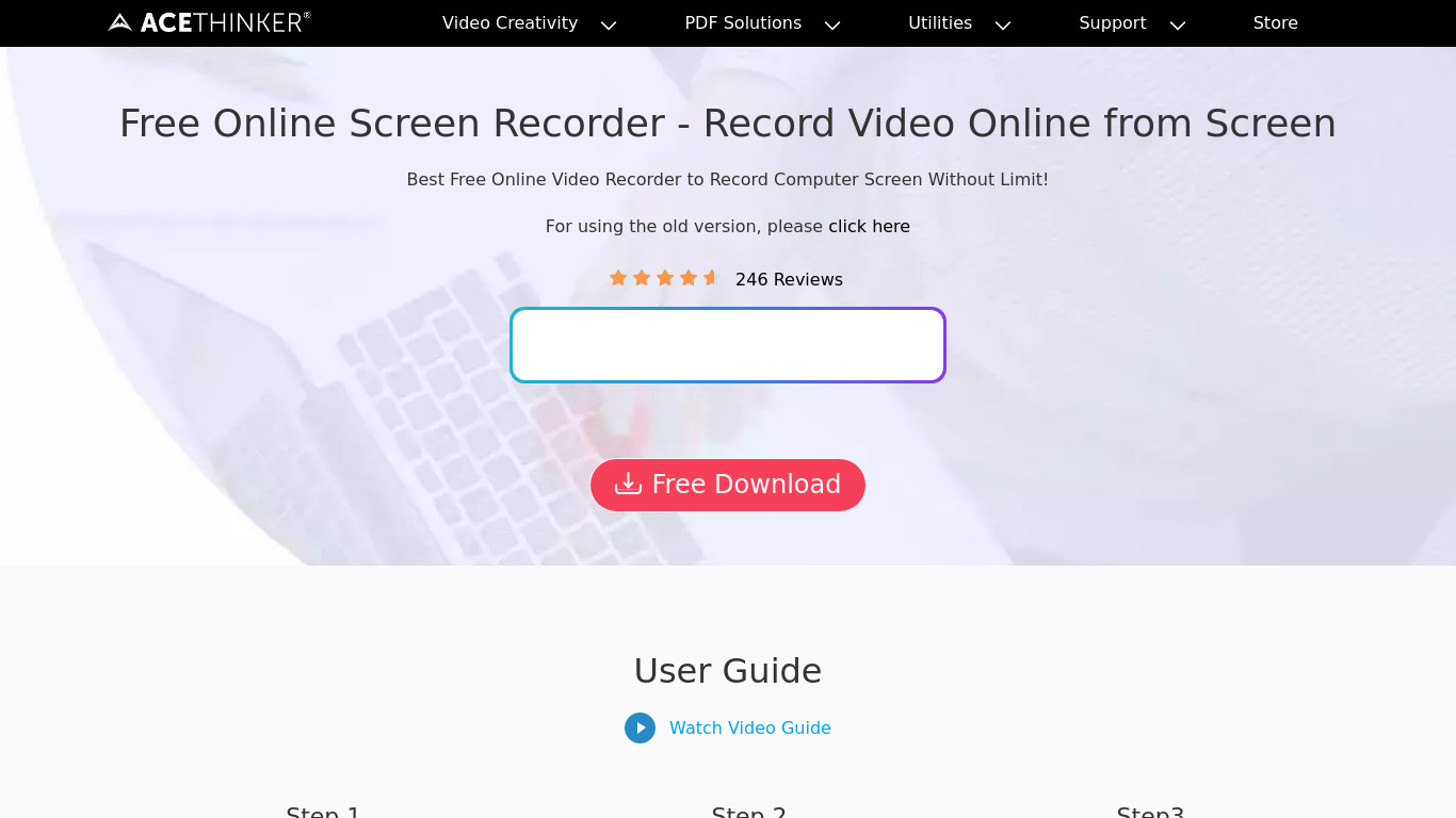 AceThinker Free Screen Recorder Landing page