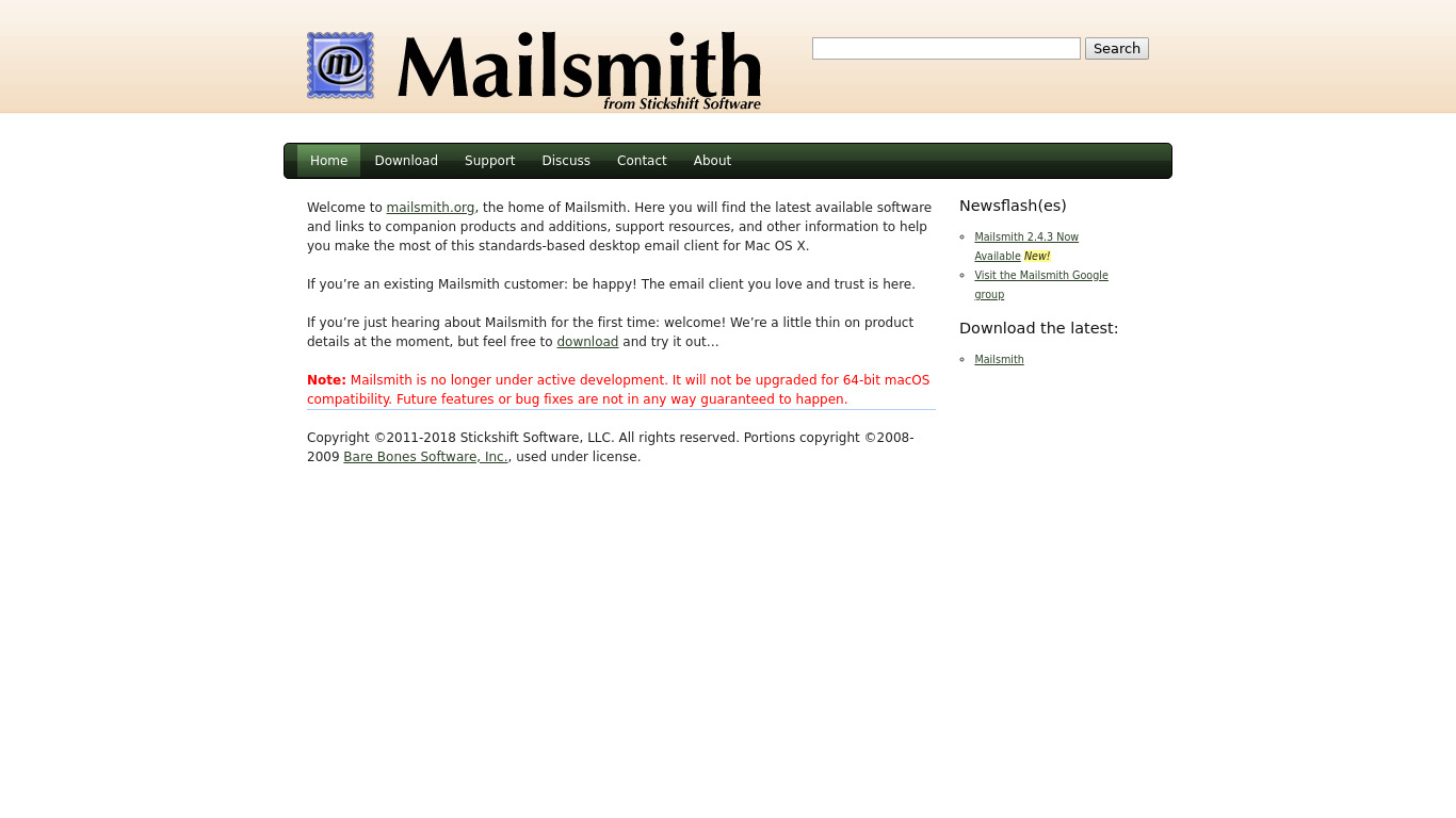 Mailsmith Landing page