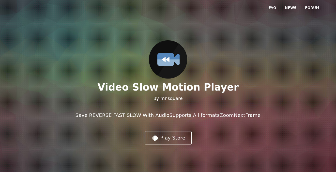 Slow Motion Video Zoom Player Landing page