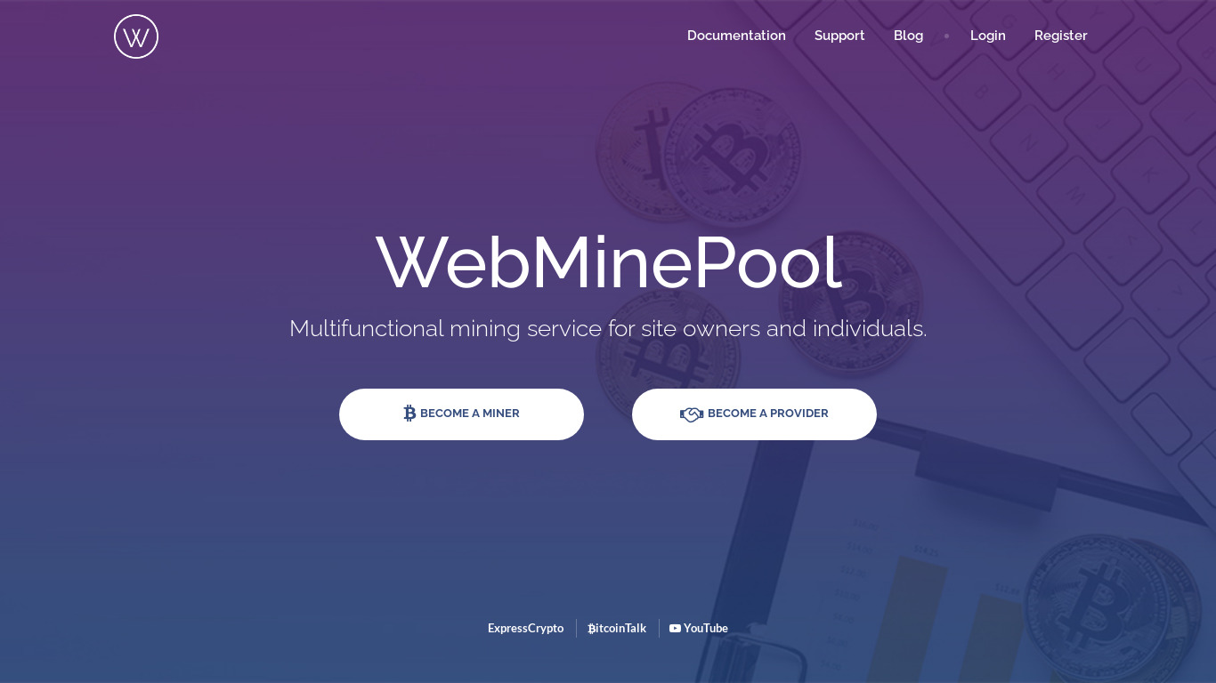 WebMinePool Landing page