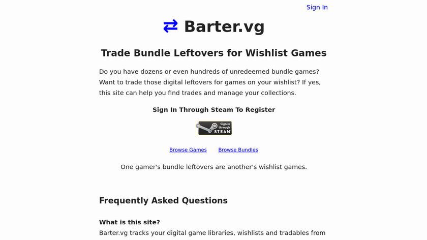 Barter.vg Landing Page