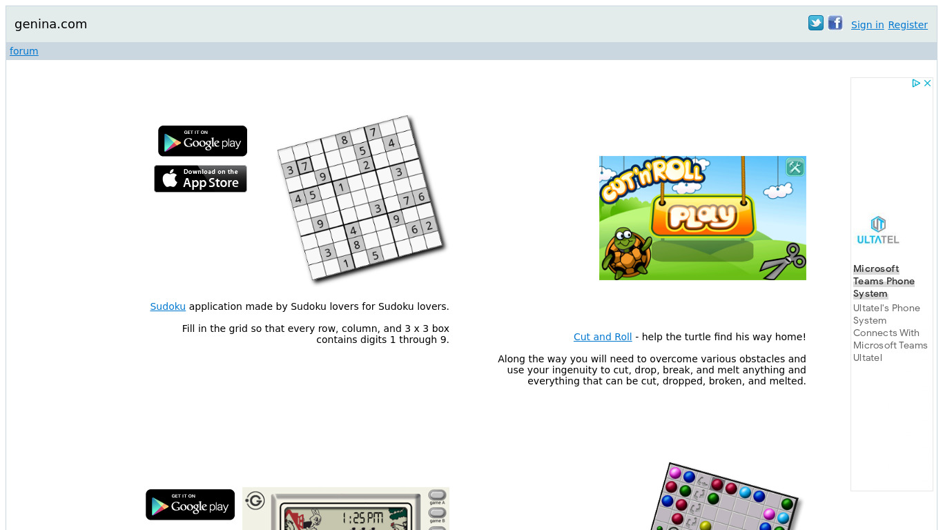 Sudoku by genina.com Landing page