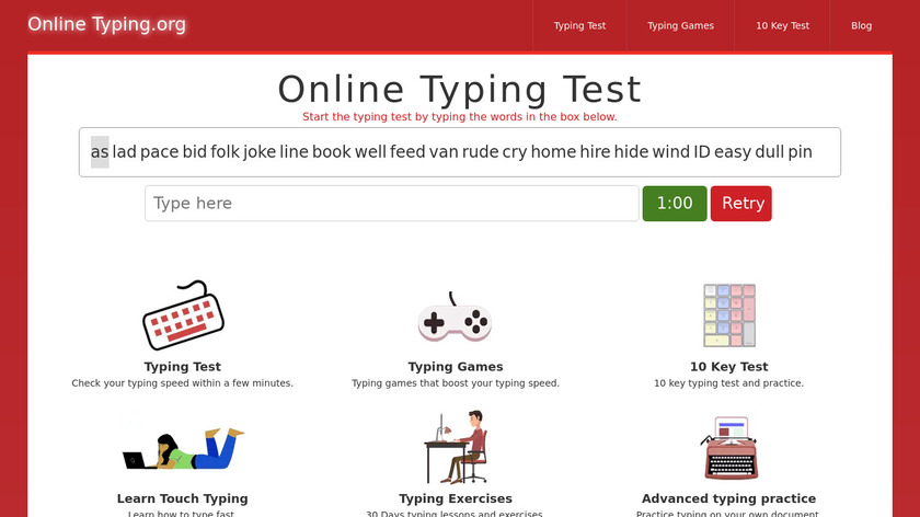 Onlinetyping.org Landing Page