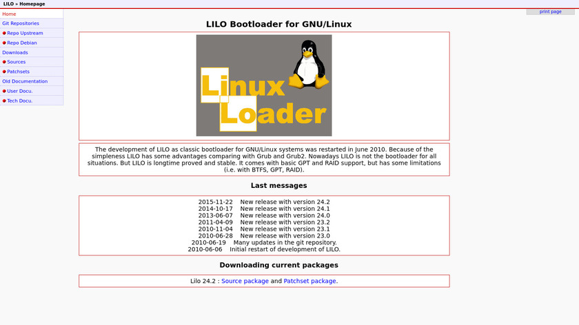 LILO Boot Loader Landing Page