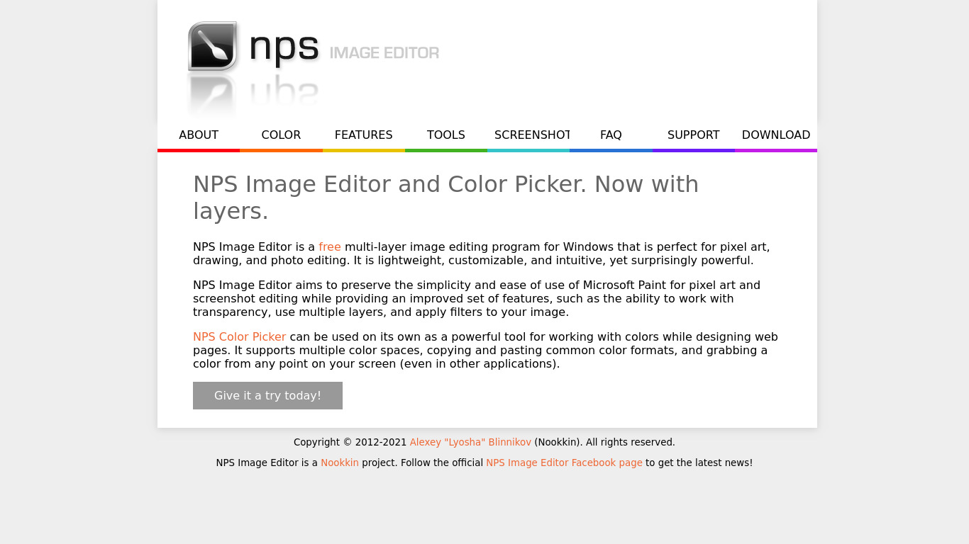 NPS Image Editor Landing page