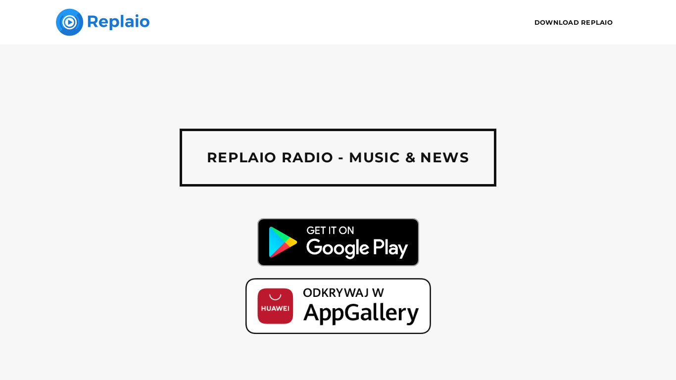 Radio Replaio Landing page