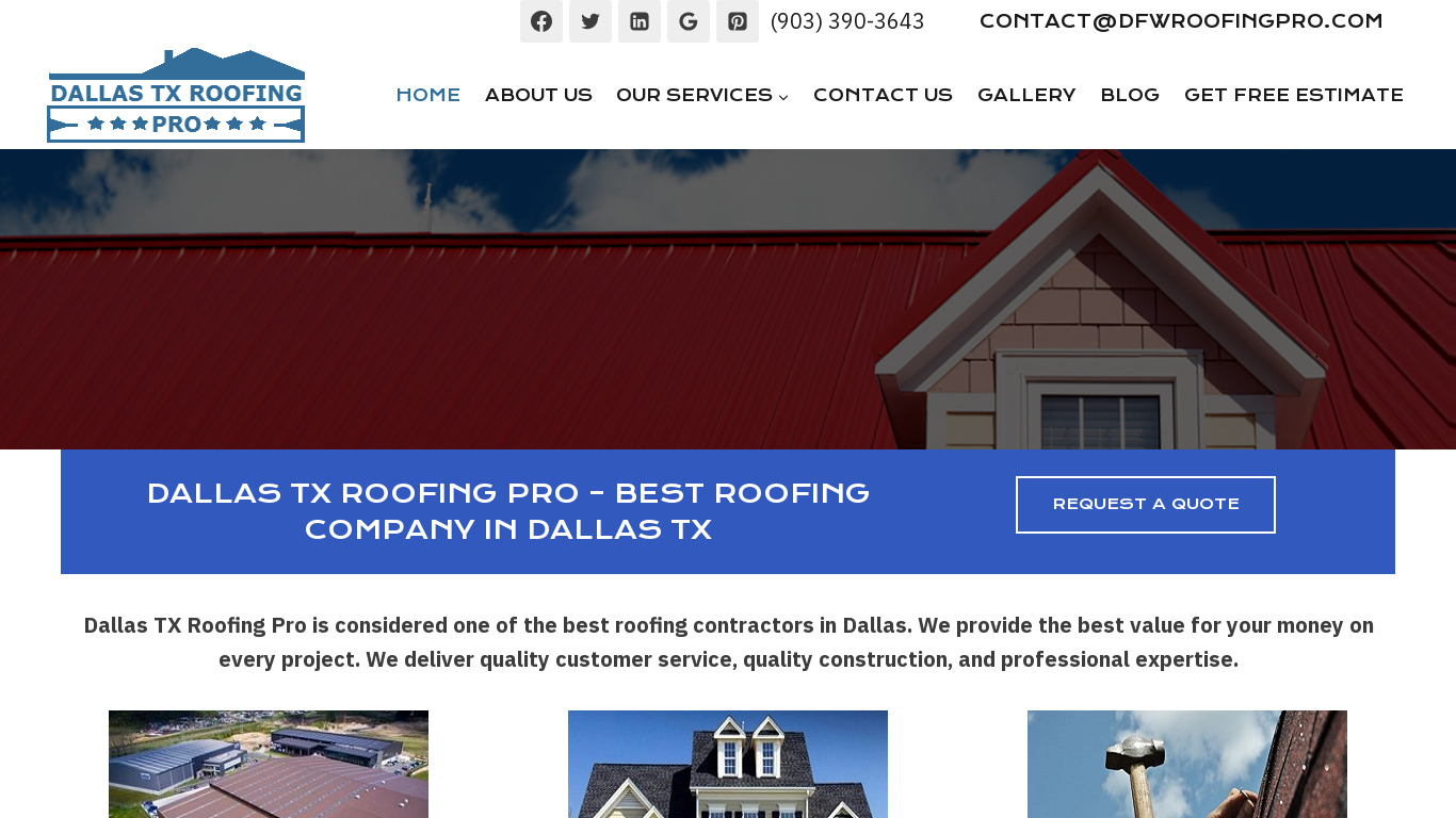 Dallas TX Roofing Pro Landing page