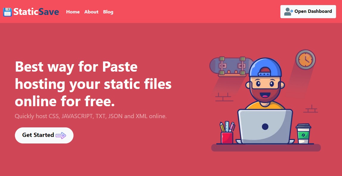 Static Save Landing page