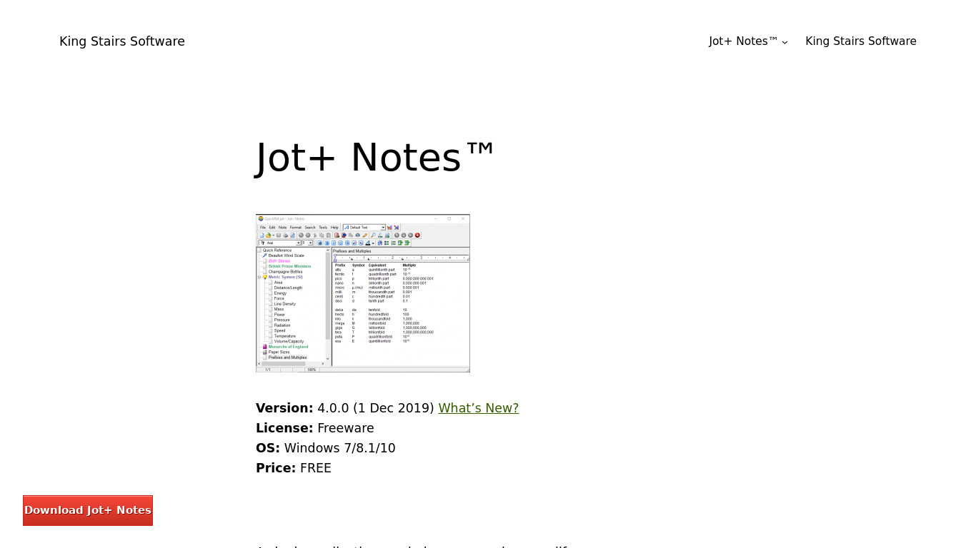 Jot+ Notes Landing page