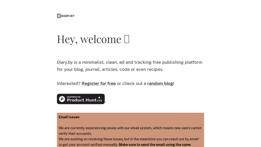 Diary.by Landing Page