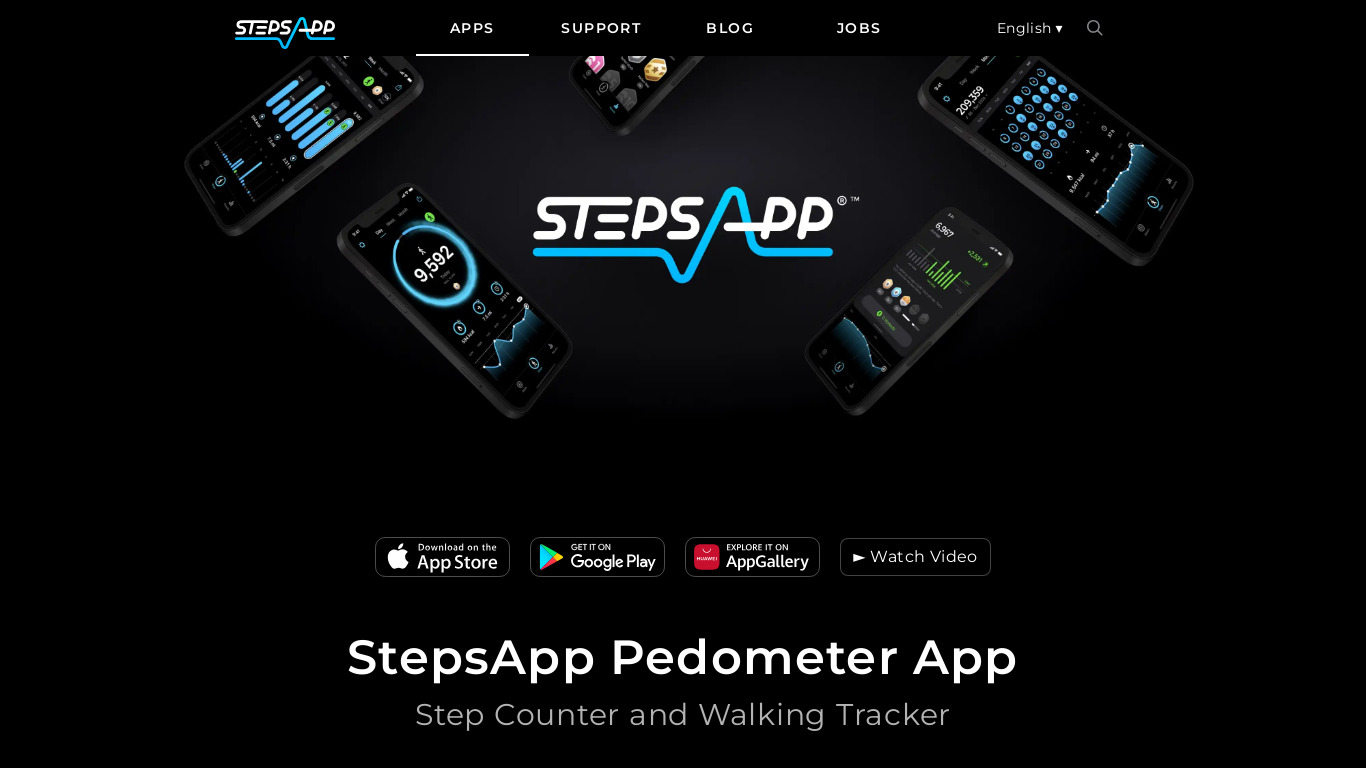 StepsApp Pedometer Landing page