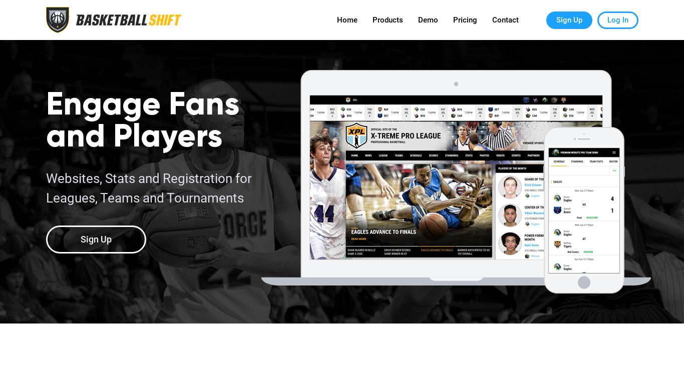 BasketballShift Landing page