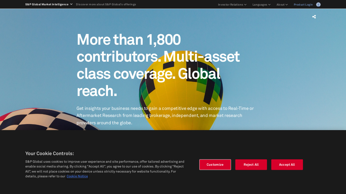 S&P Global Investment Research Landing page