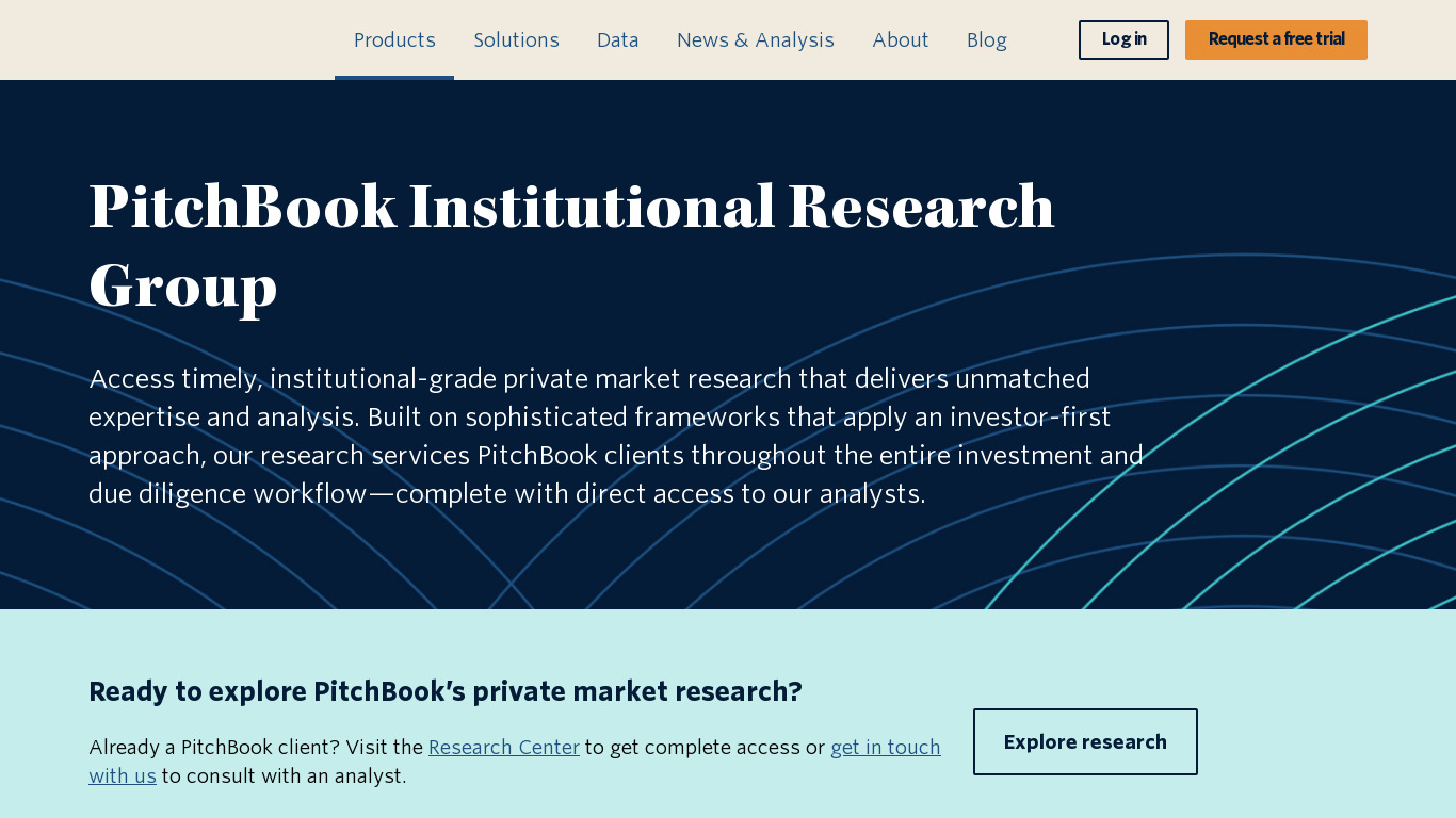 PitchBook Institutional Research Group Landing page