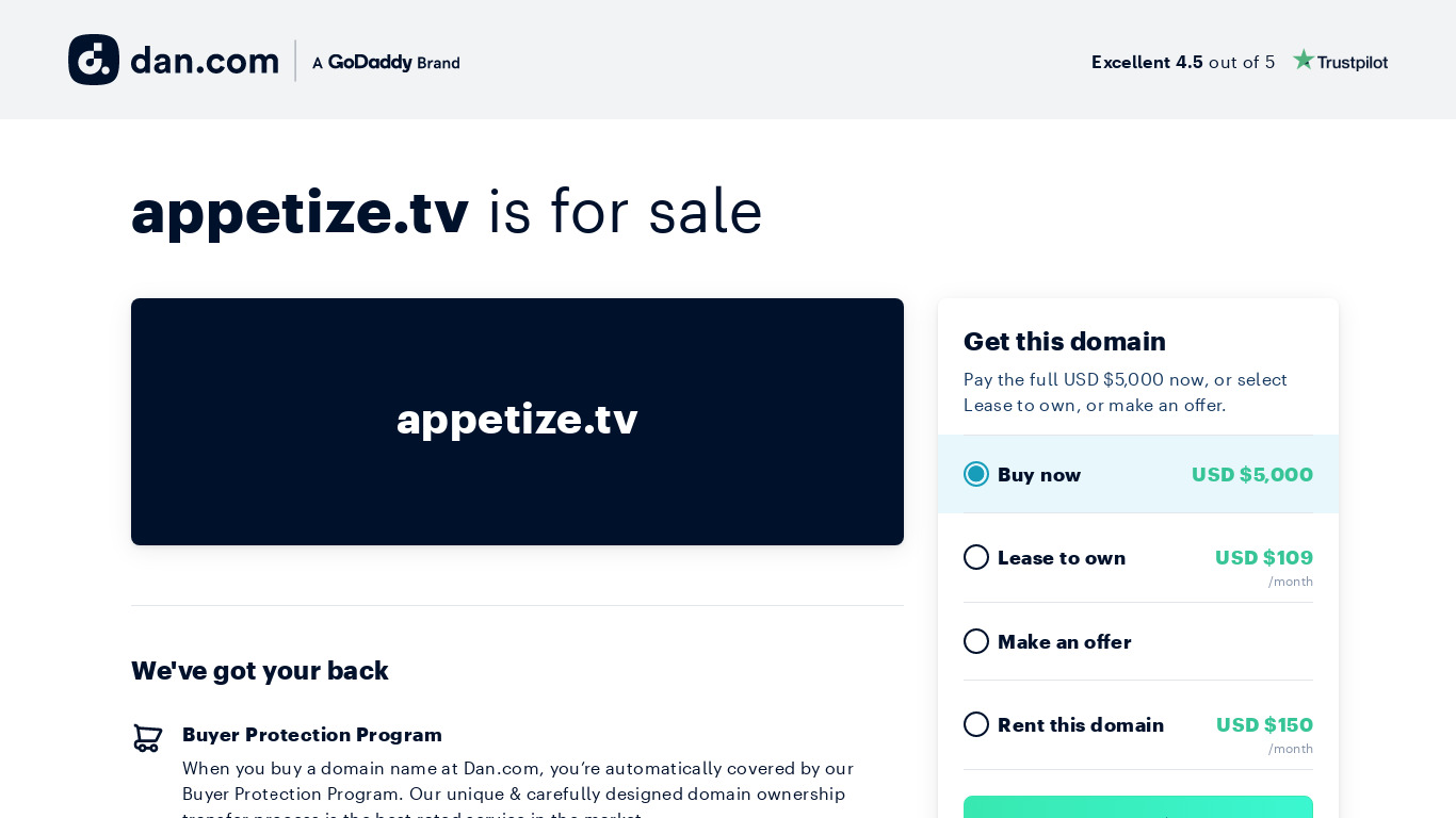 Appetize.tv Landing page