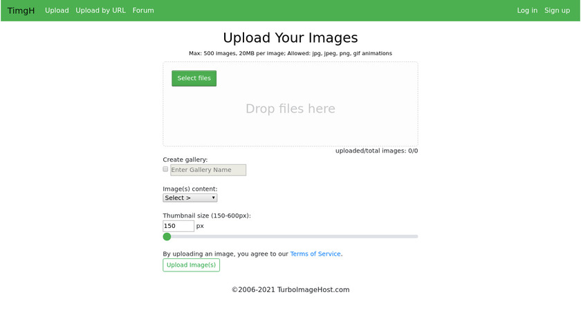 Turbo Image Host Landing Page