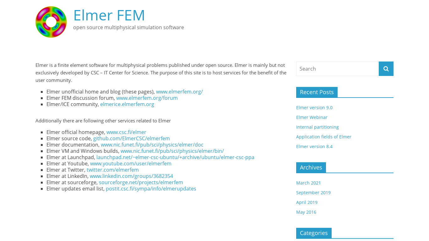 Elmer FEM Landing page