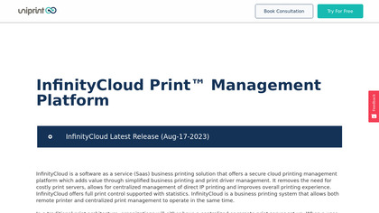 Uniprint InfinityCloud Print Management image