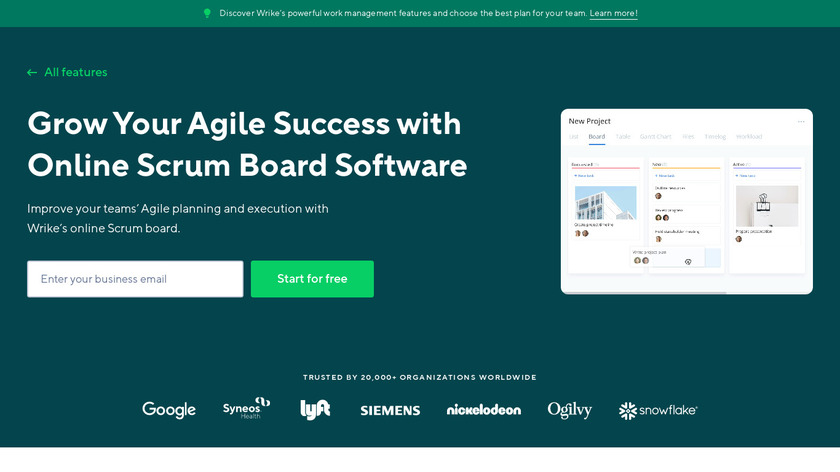 Wrike Scrum Boards Landing Page