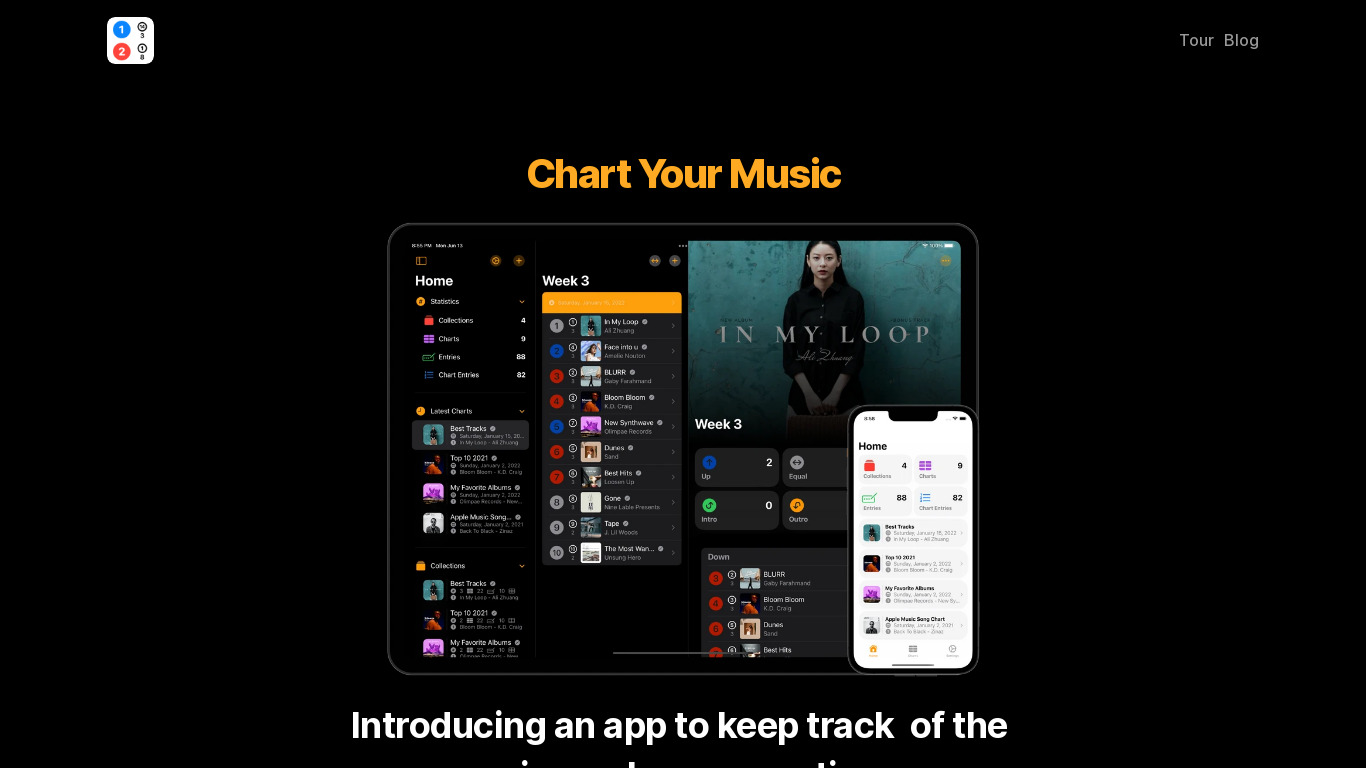 Chart Your Music Landing page