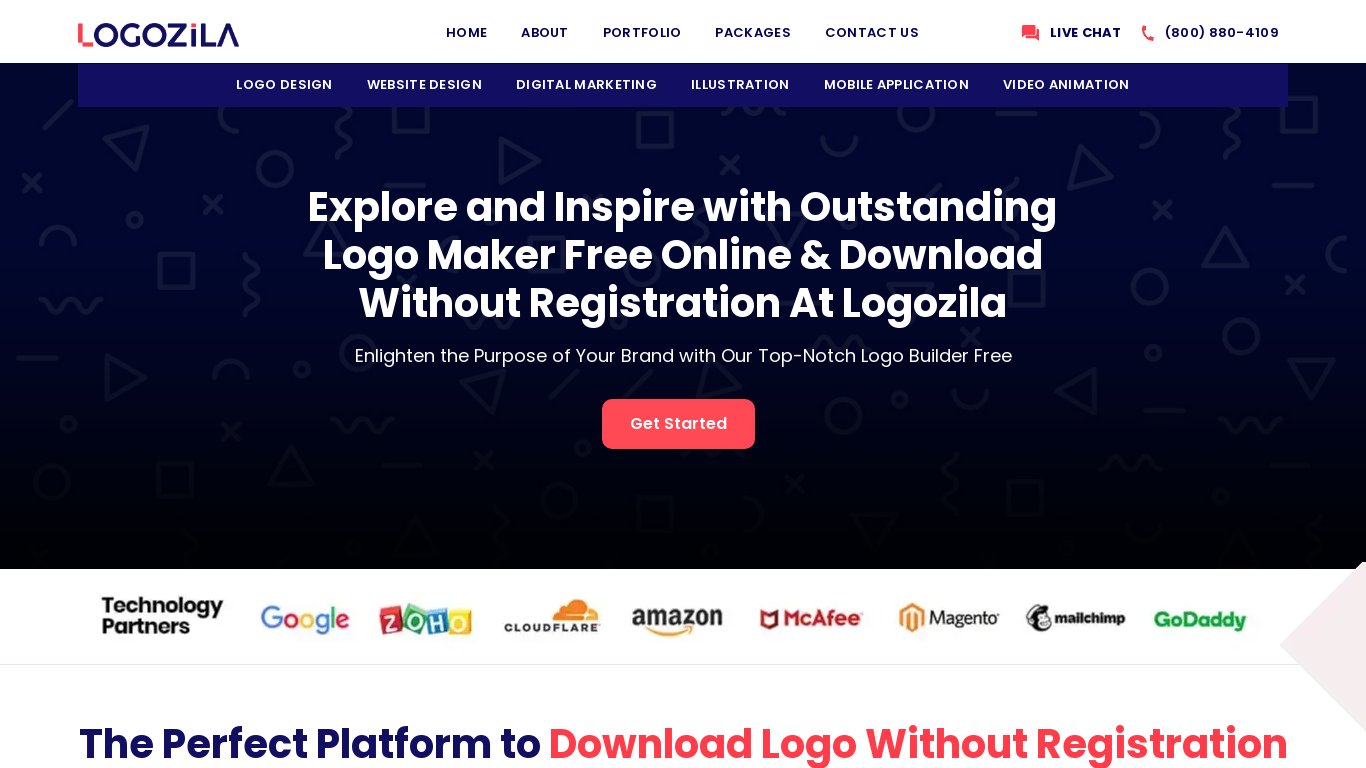 Logozila Logo Maker Landing page