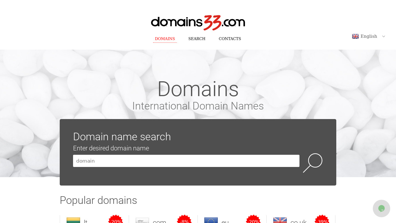 Domains33 Landing page