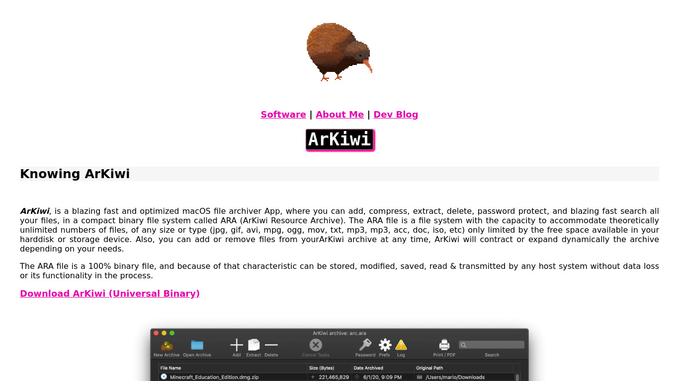 ArKiwi Landing page