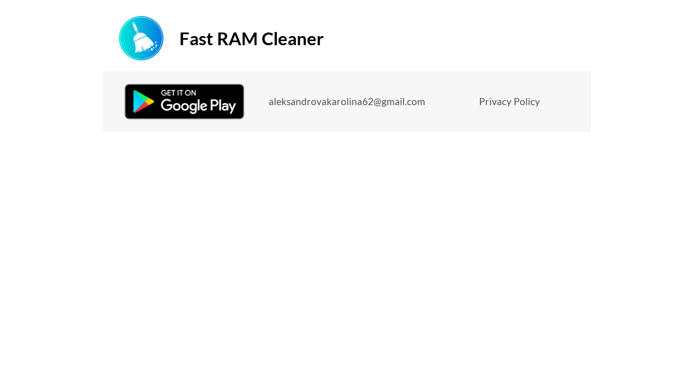 Fast RAM Cleaner Landing page
