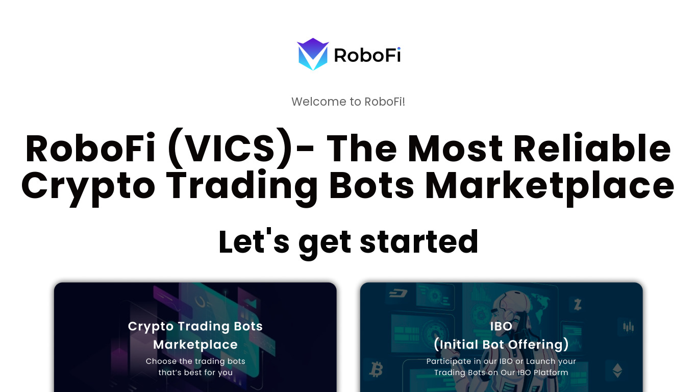 RoboFi.io Landing page