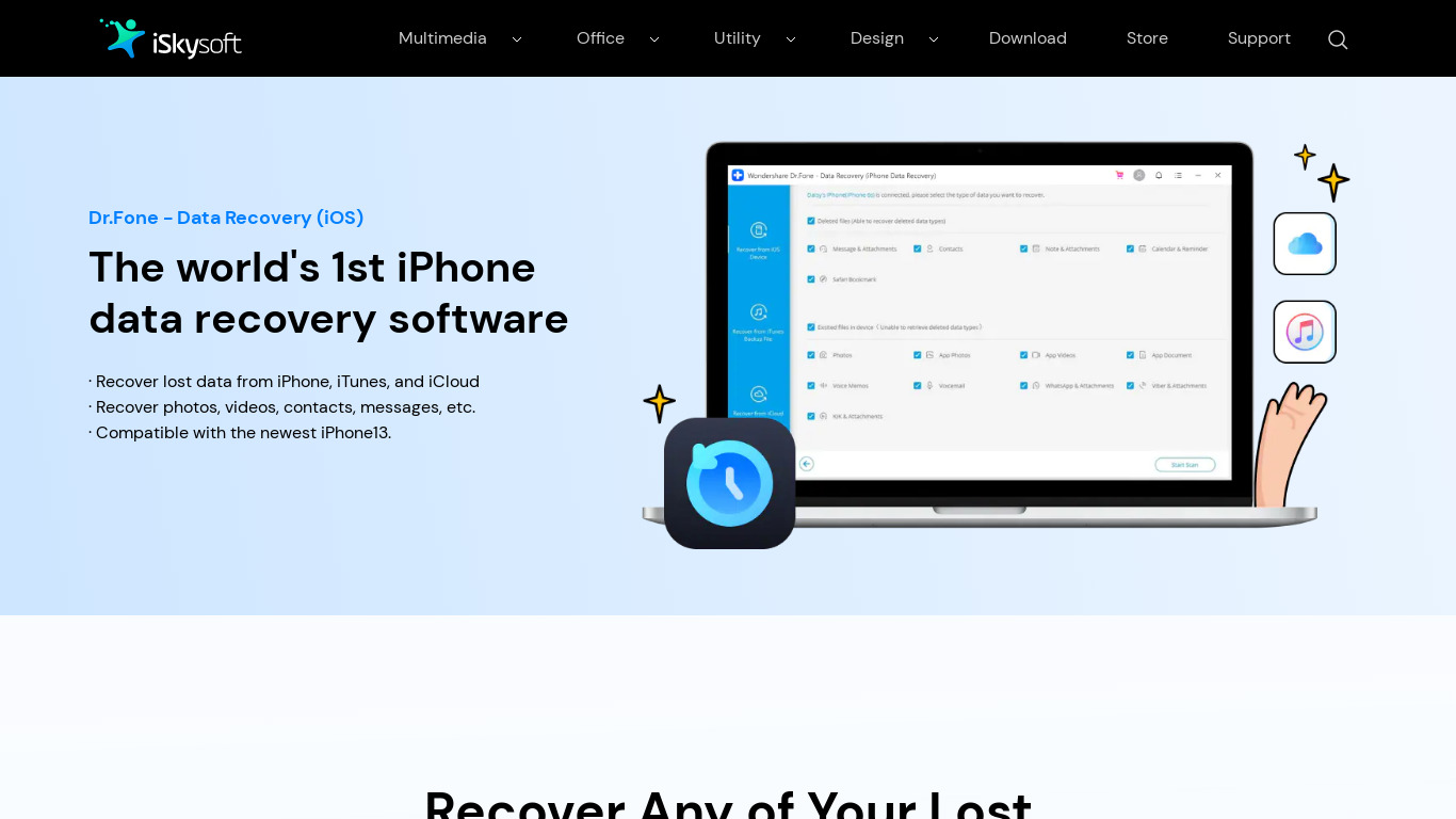 iSkysoft Toolbox for iOS Landing page