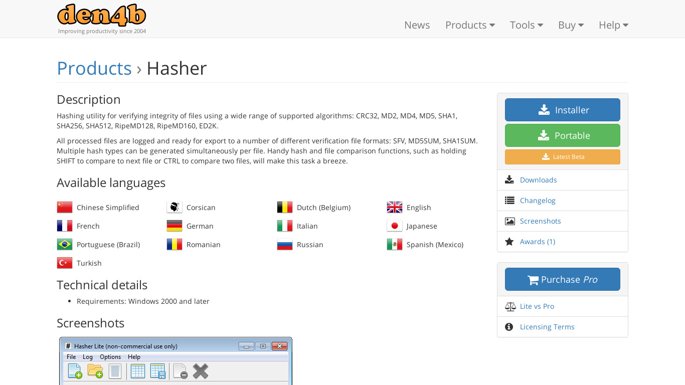 Hasher Landing page